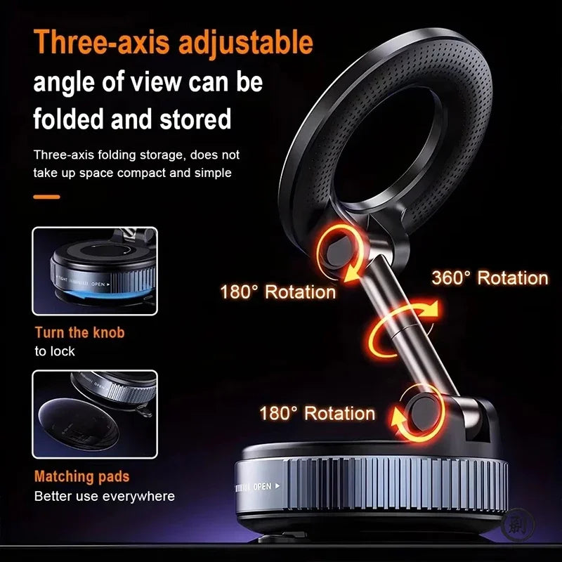 MagSnap™ Suction Magnetic Phone Holder – 360° Adjustable MagSafe Car Mount